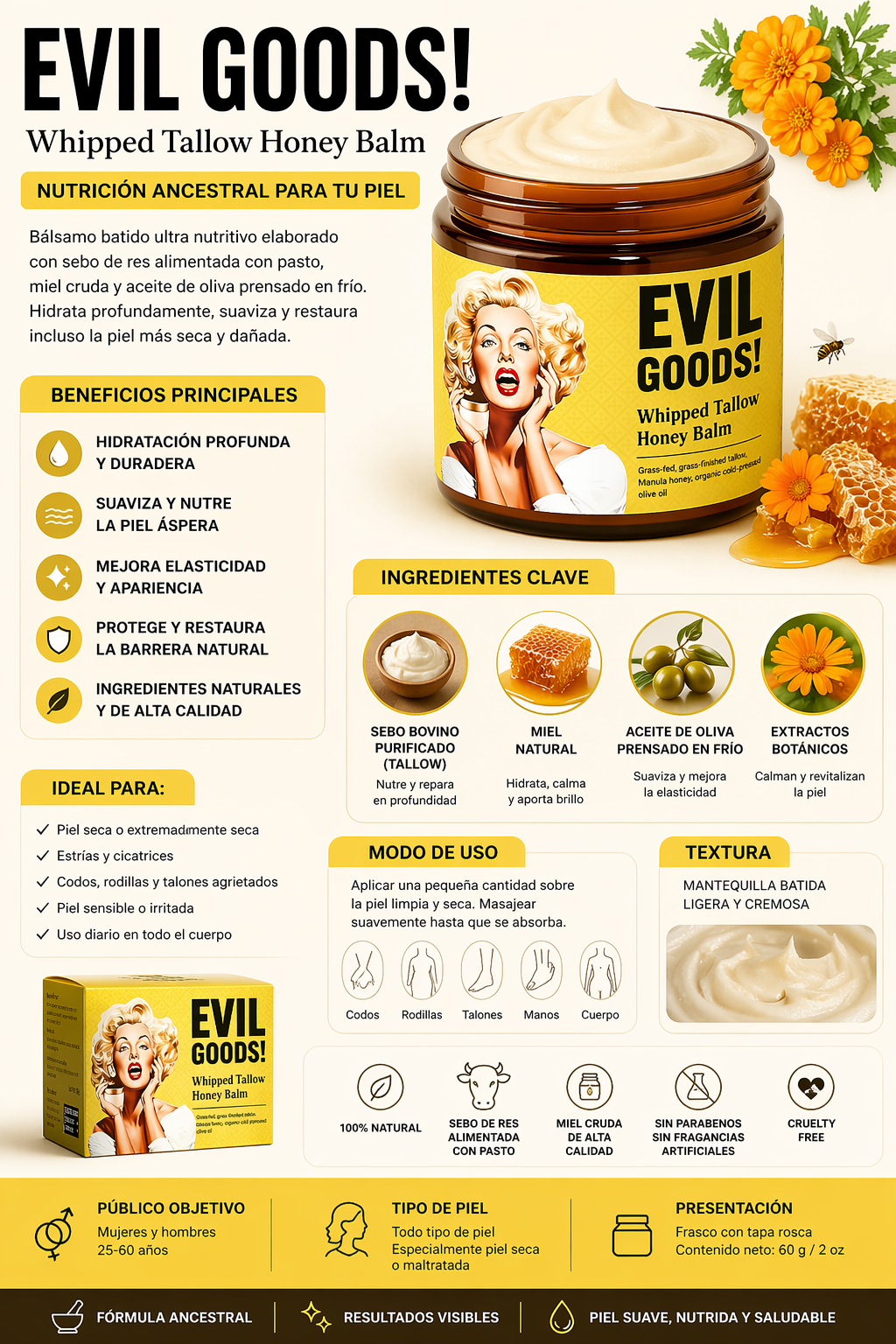 ‼️OFERTA EXCLUSIVA‼️EVIL GOODS – Bálsamo de Sebo de Res-Divine Glow